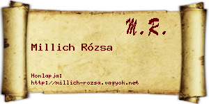 Millich Rózsa névjegykártya